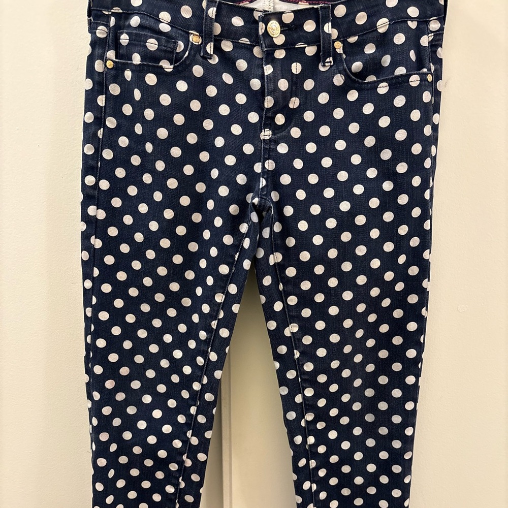 Kate Spade Broome Street Navy and White Polka Dot Cropped Pants